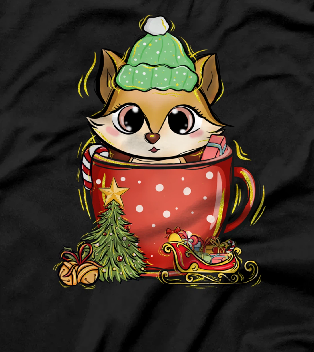Xmas Christmas Mug Squirrel Fir Tree T-Shirt
