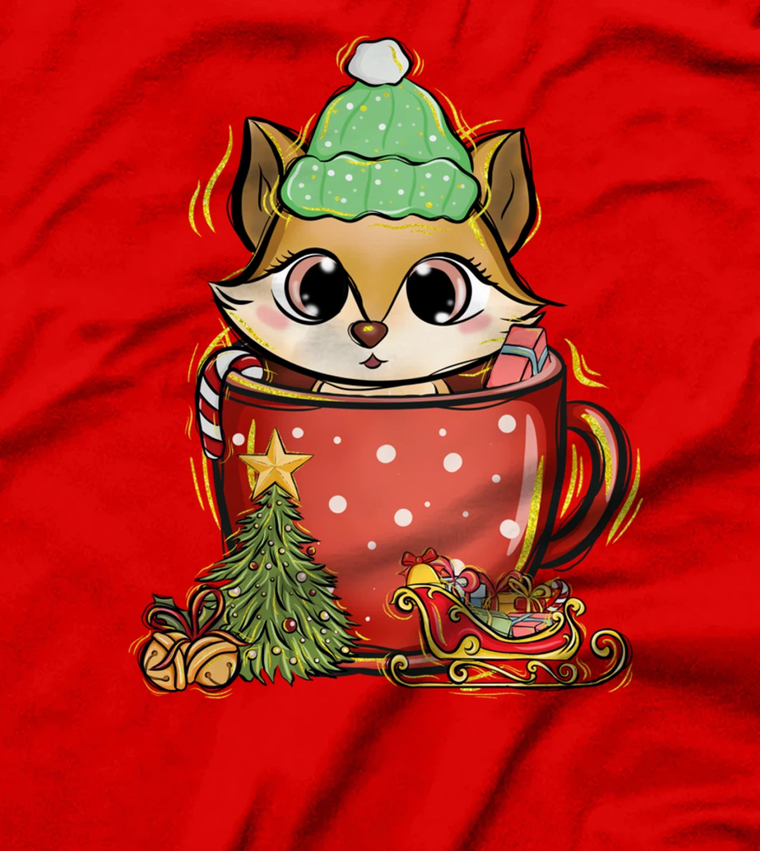 Xmas Christmas Mug Squirrel Fir Tree T-Shirt