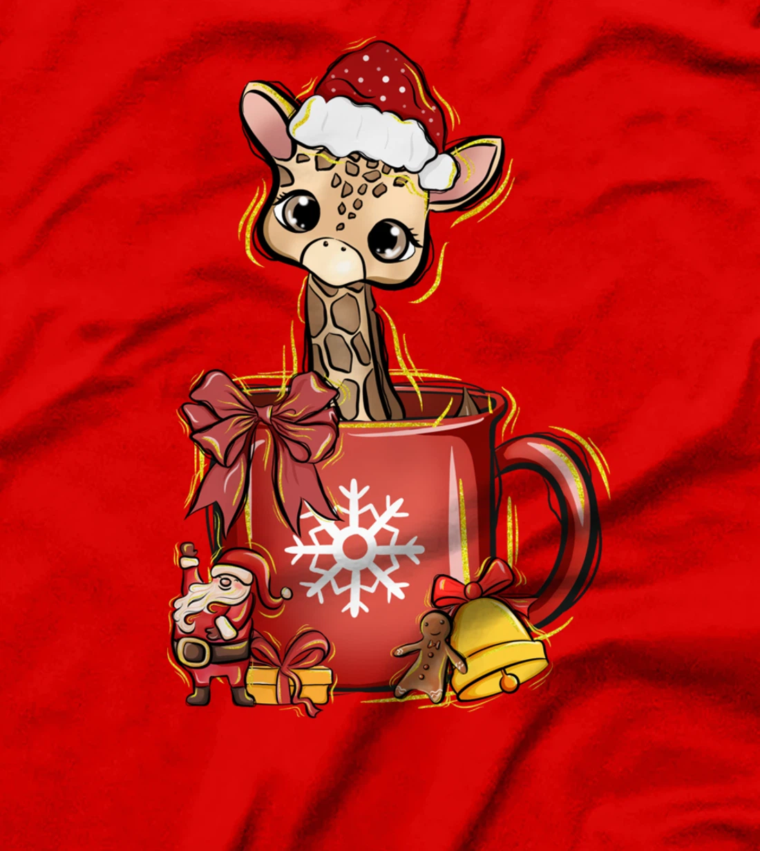 Xmas Christmas Mug Gingerbread Giraffe T-Shirt