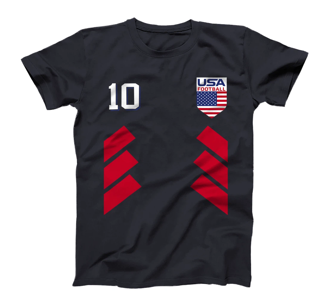 Retro 10 American Football USA Soccer USA Flag T-Shirt