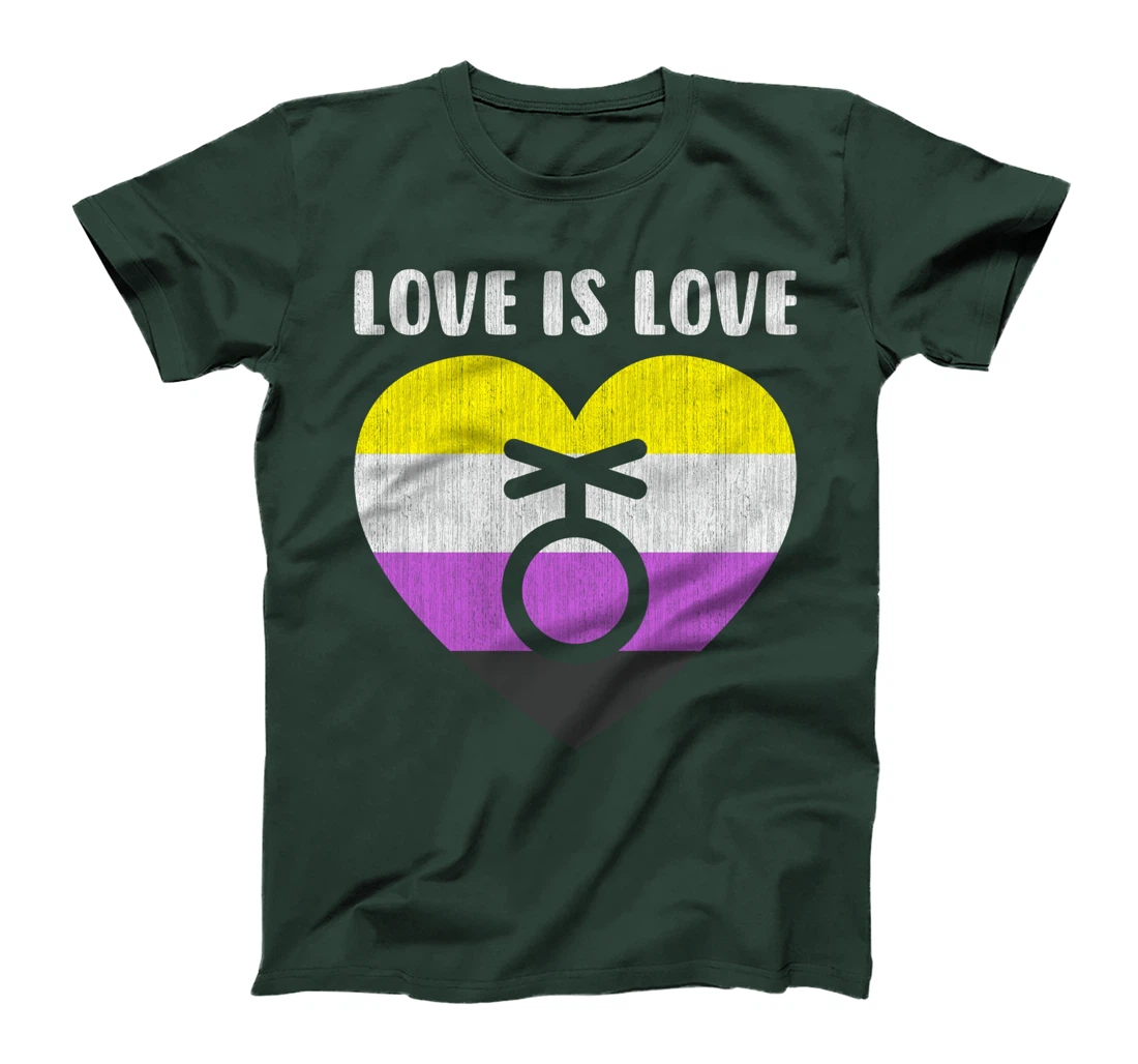 Nonbinary symbol with heart, love is love T-Shirt