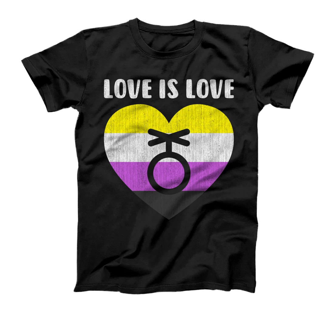 Nonbinary symbol with heart, love is love T-Shirt