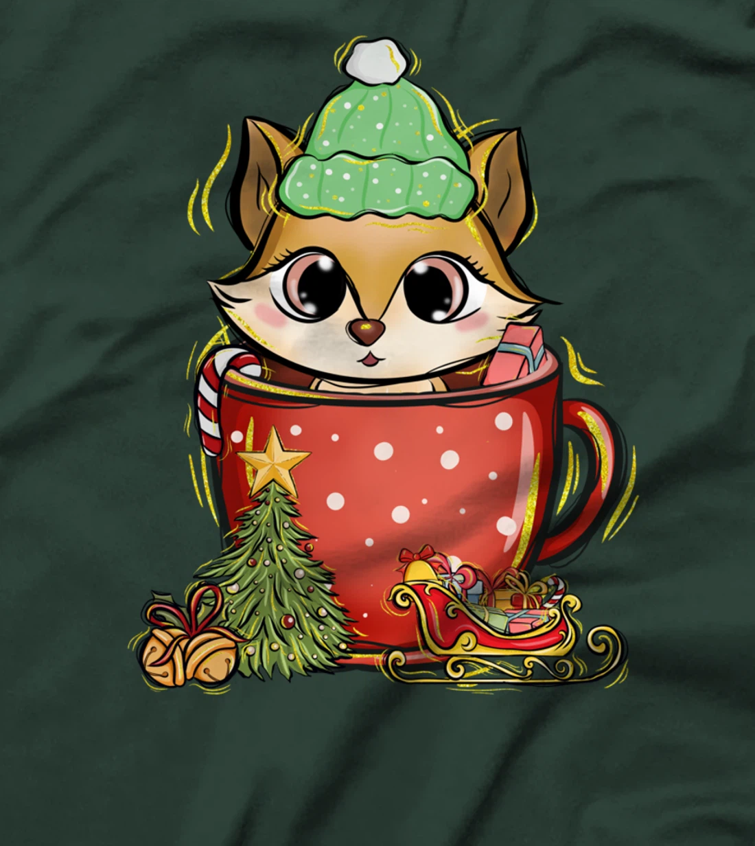Xmas Christmas Mug Squirrel Fir Tree T-Shirt