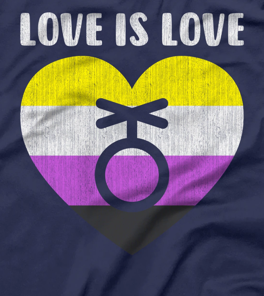 Nonbinary symbol with heart, love is love T-Shirt
