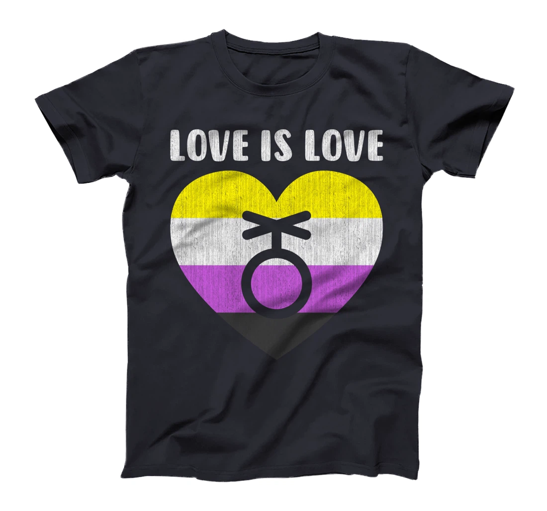 Nonbinary symbol with heart, love is love T-Shirt