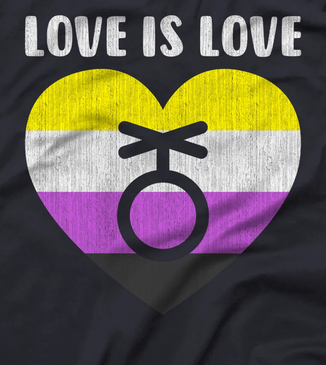 Nonbinary symbol with heart, love is love T-Shirt