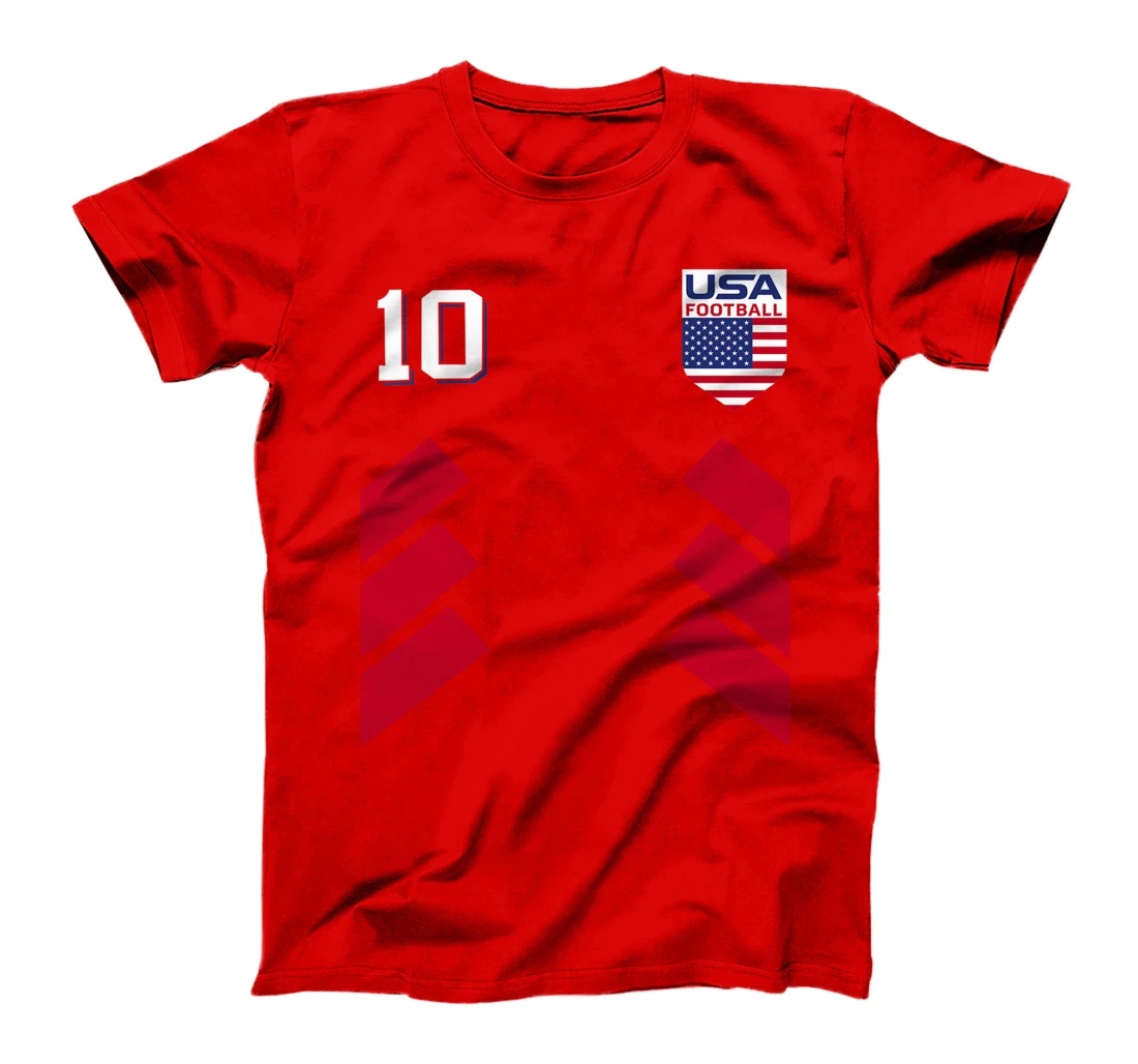 Retro 10 American Football USA Soccer USA Flag T-Shirt