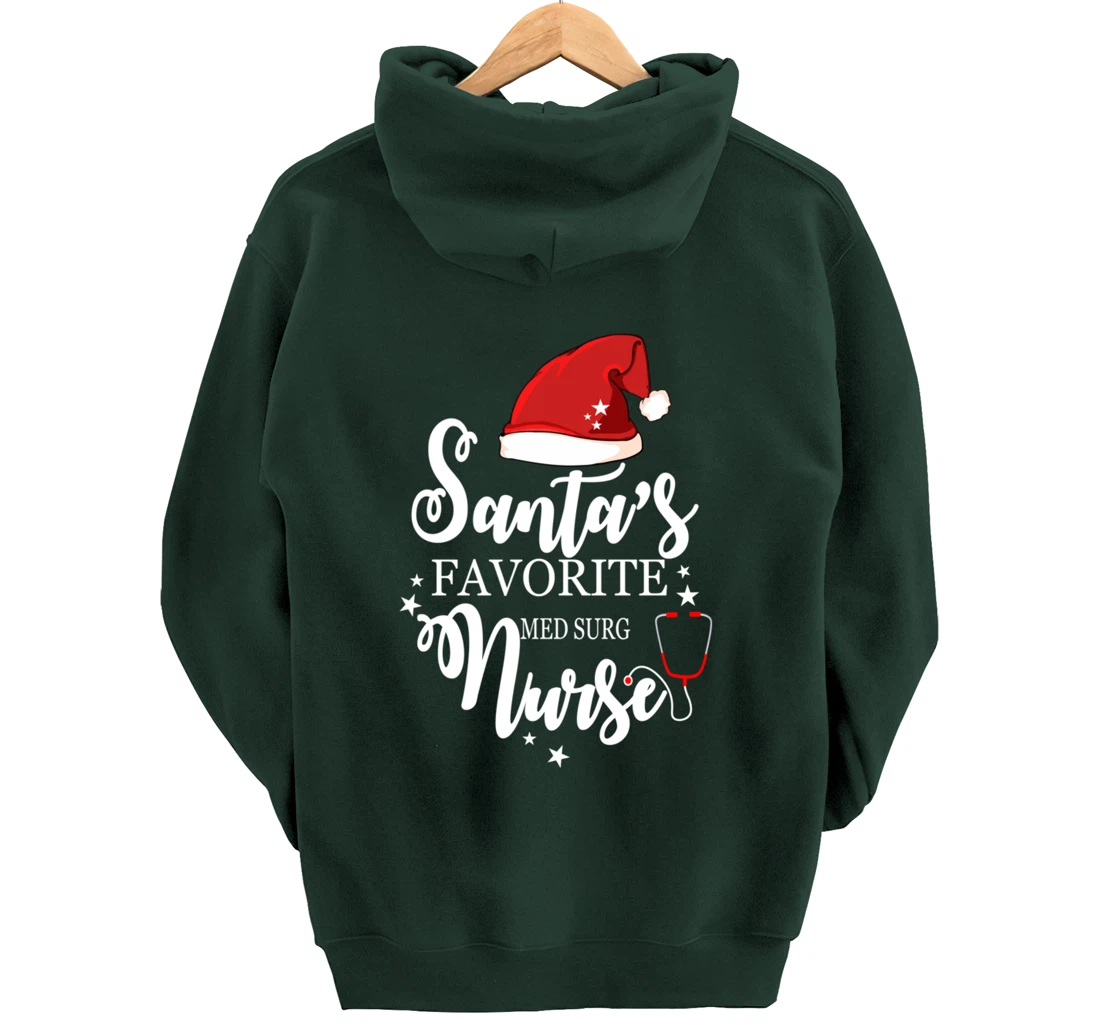 Santa Favorite Med Surg Nurse Outfit Funny Cute Pullover Hoodie