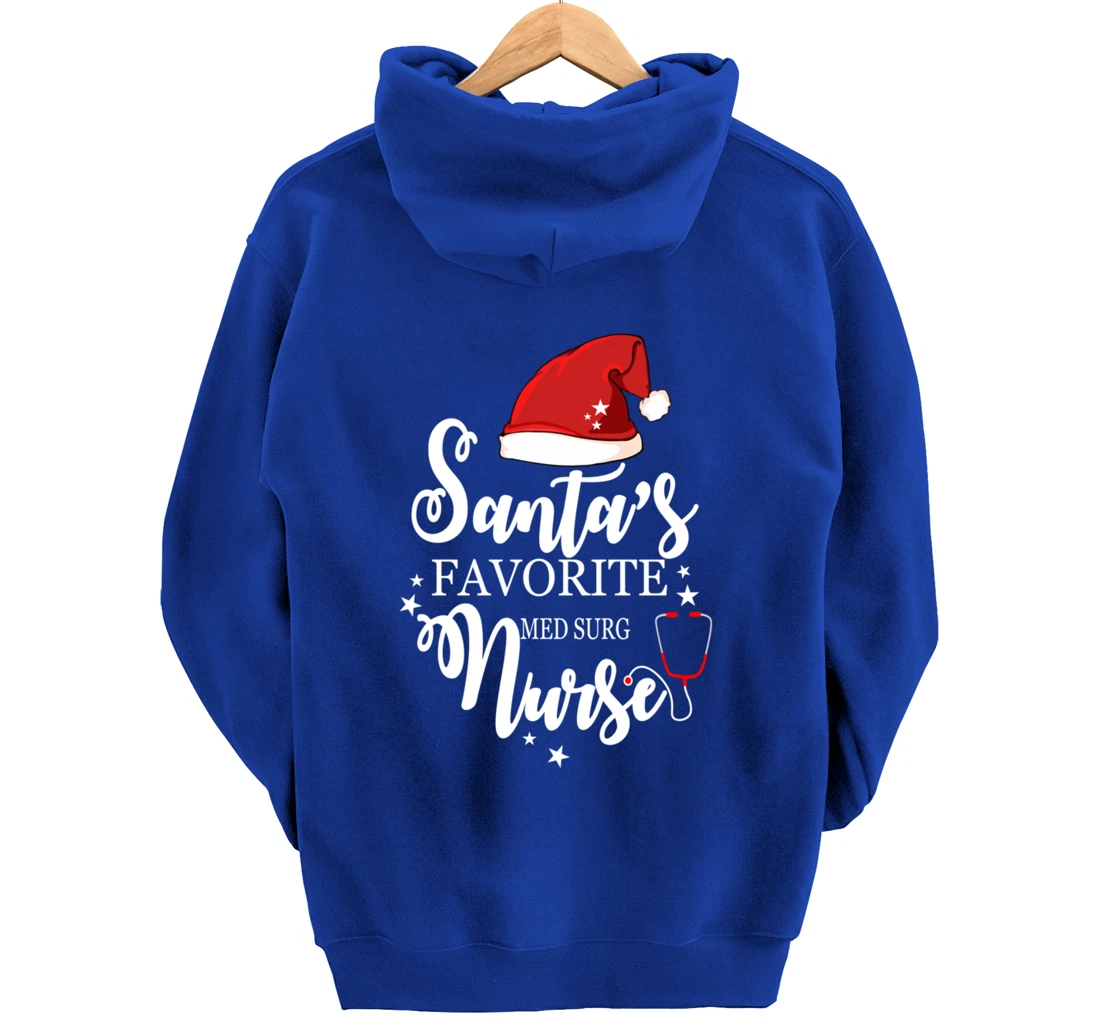 Santa Favorite Med Surg Nurse Outfit Funny Cute Pullover Hoodie