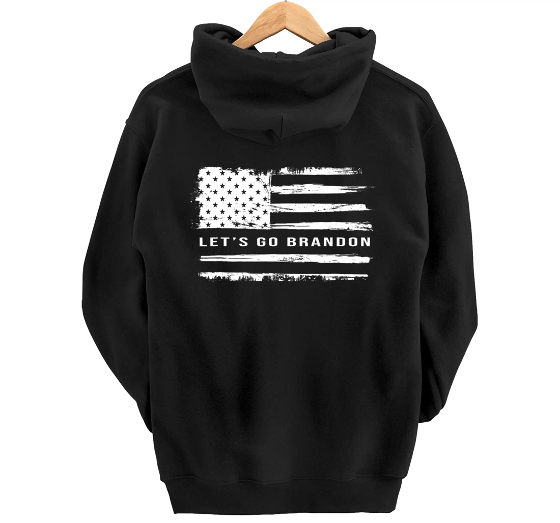 Let's go Brandon American Flag Meme Funny Gift Novelty Pullover Hoodie