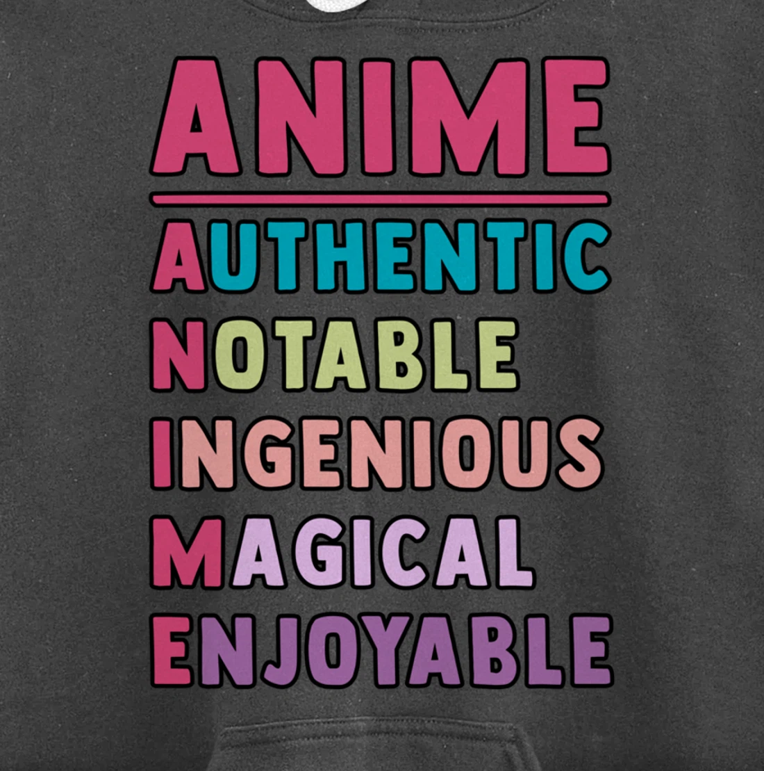 Anime Meaning Authenthic Notable Ingenious Magical Enjoyable Pullover Hoodie