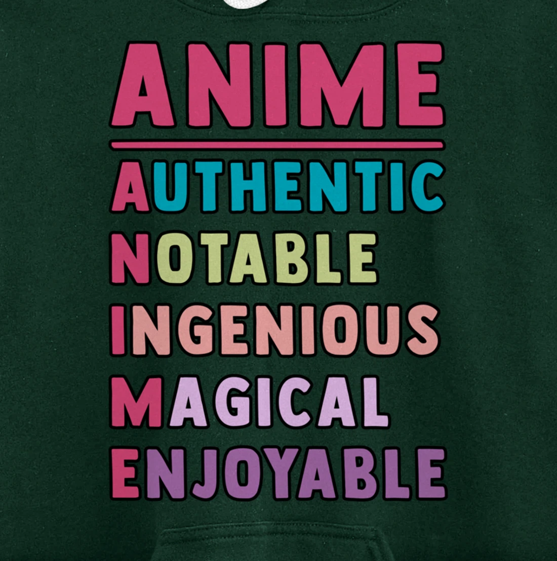 Anime Meaning Authenthic Notable Ingenious Magical Enjoyable Pullover Hoodie