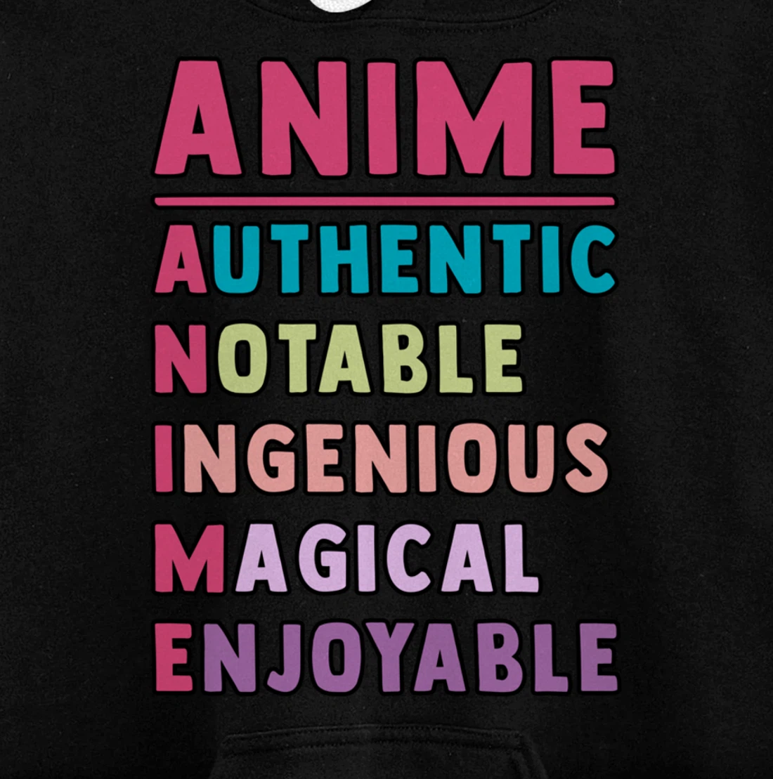 Anime Meaning Authenthic Notable Ingenious Magical Enjoyable Pullover Hoodie