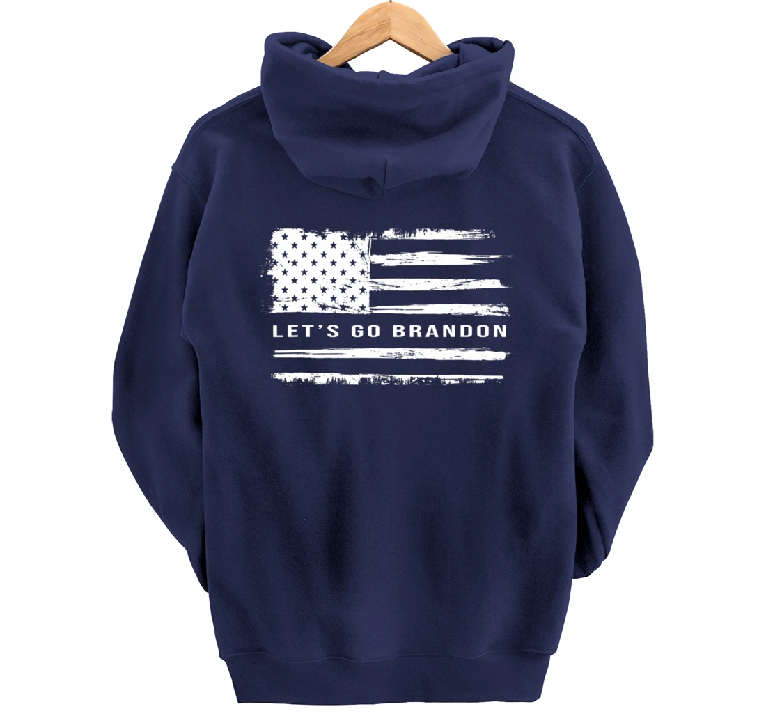 Let's go Brandon American Flag Meme Funny Gift Novelty Pullover Hoodie