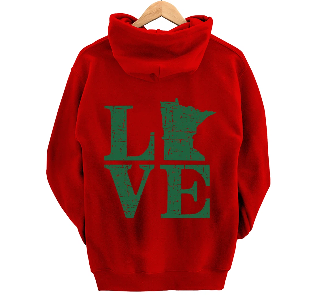 Love Minnesota Distressed Vintage MN Home Pride Pullover Hoodie