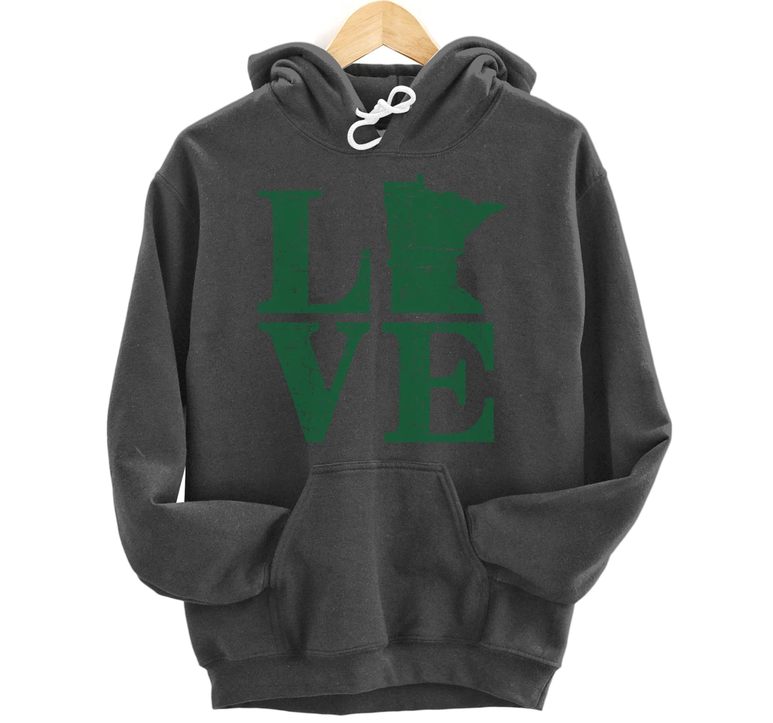 Love Minnesota Distressed Vintage MN Home Pride Pullover Hoodie