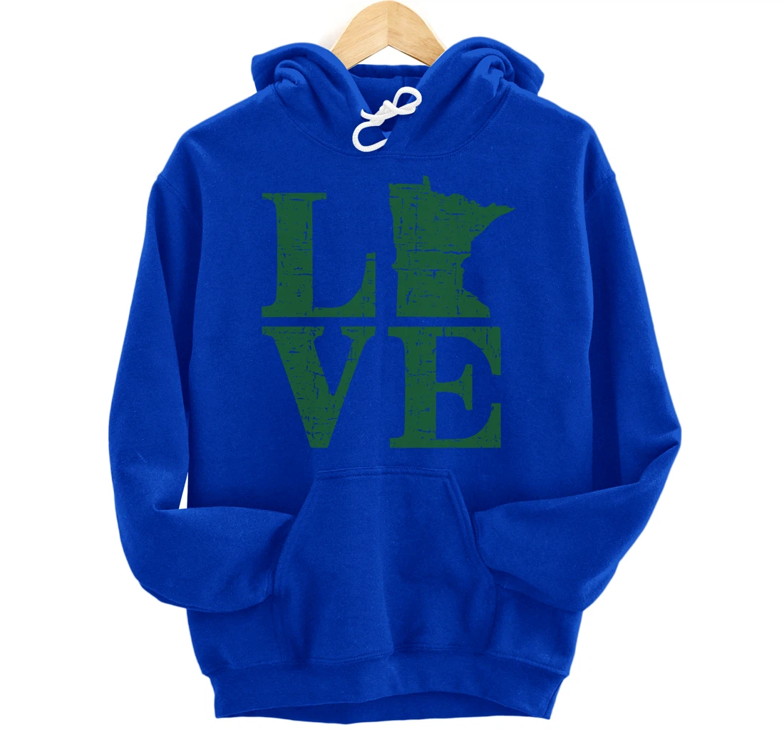 Love Minnesota Distressed Vintage MN Home Pride Pullover Hoodie