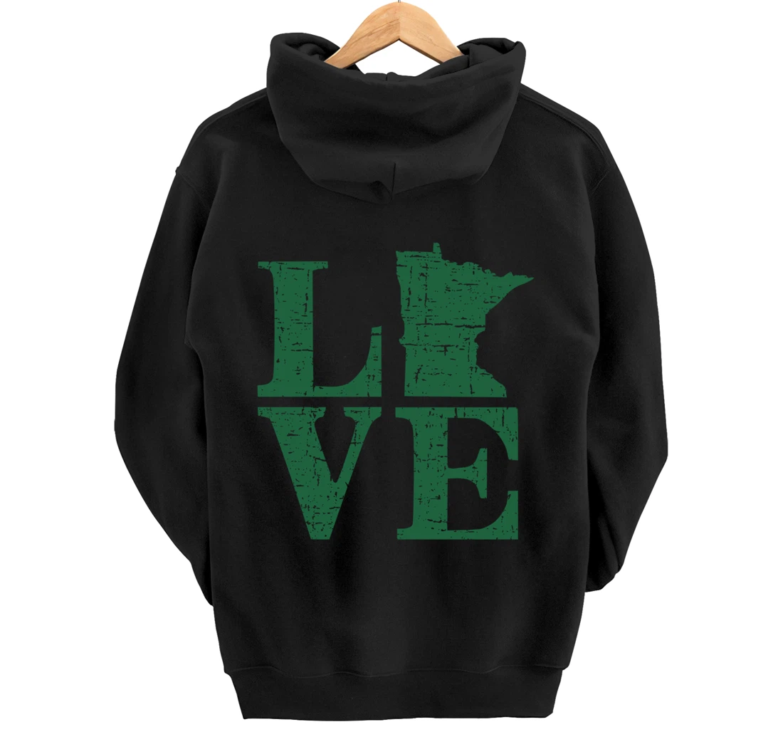 Love Minnesota Distressed Vintage MN Home Pride Pullover Hoodie