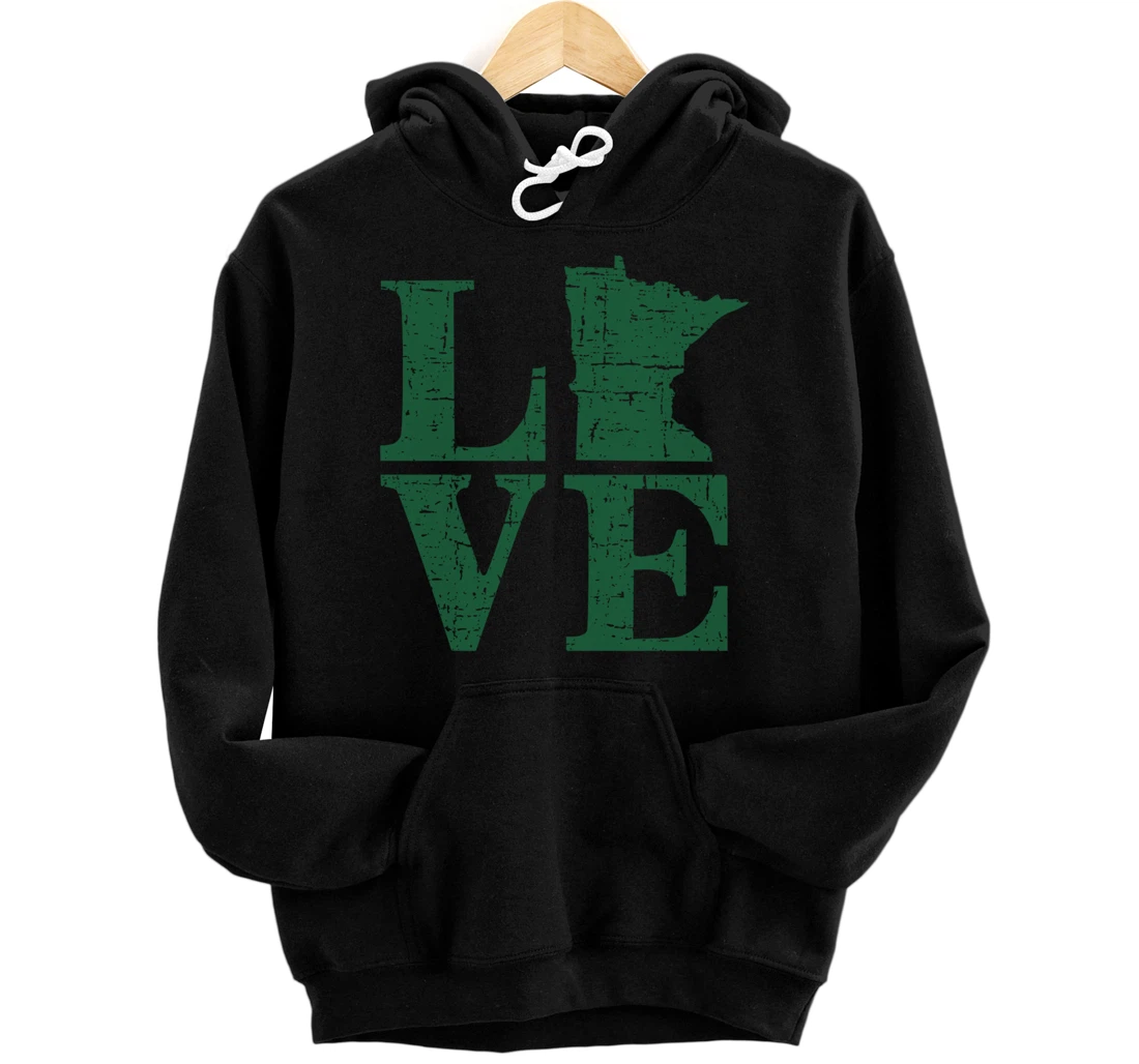 Love Minnesota Distressed Vintage MN Home Pride Pullover Hoodie