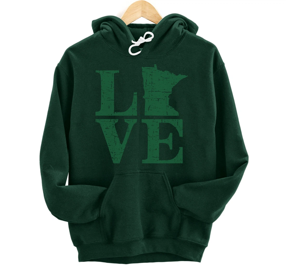 Love Minnesota Distressed Vintage MN Home Pride Pullover Hoodie