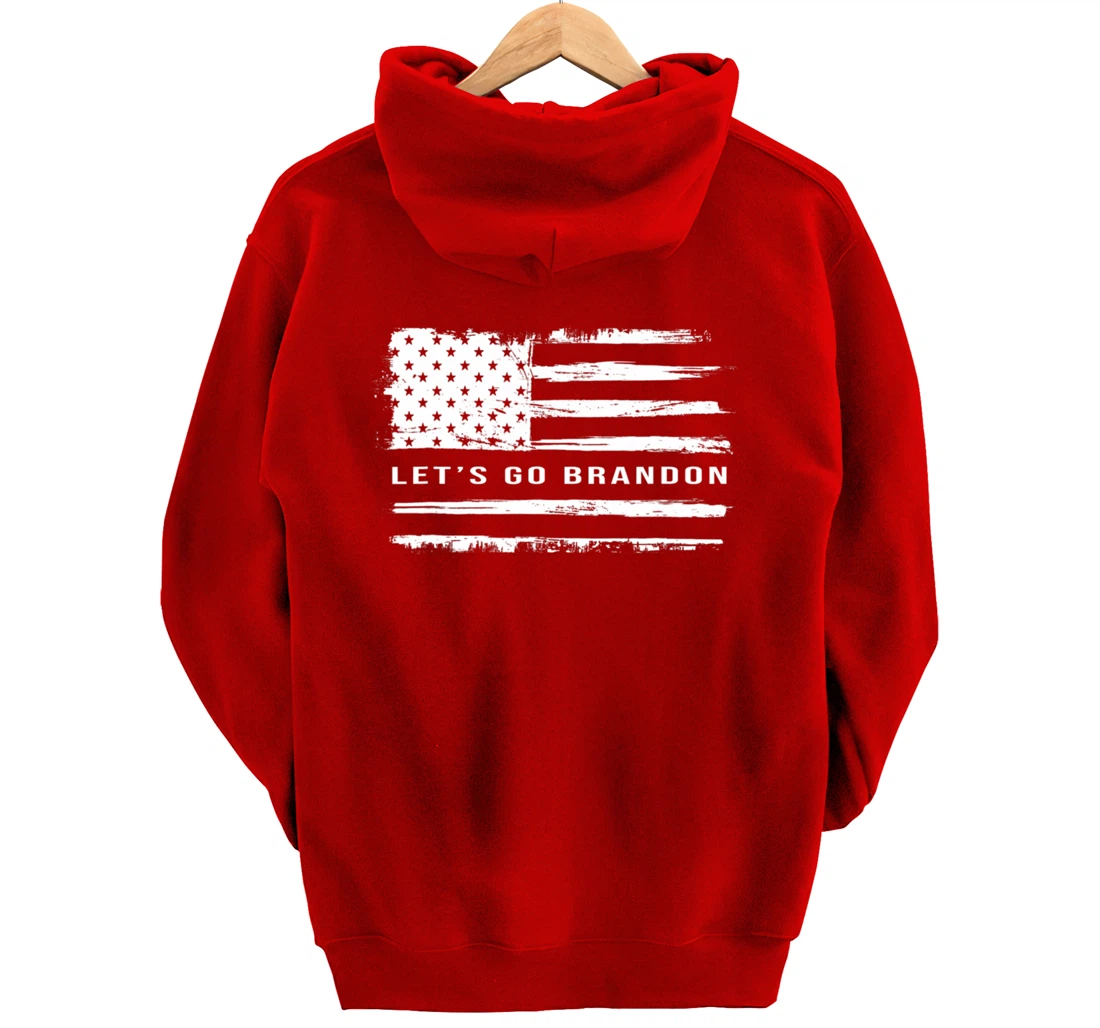 Let's go Brandon American Flag Meme Funny Gift Novelty Pullover Hoodie