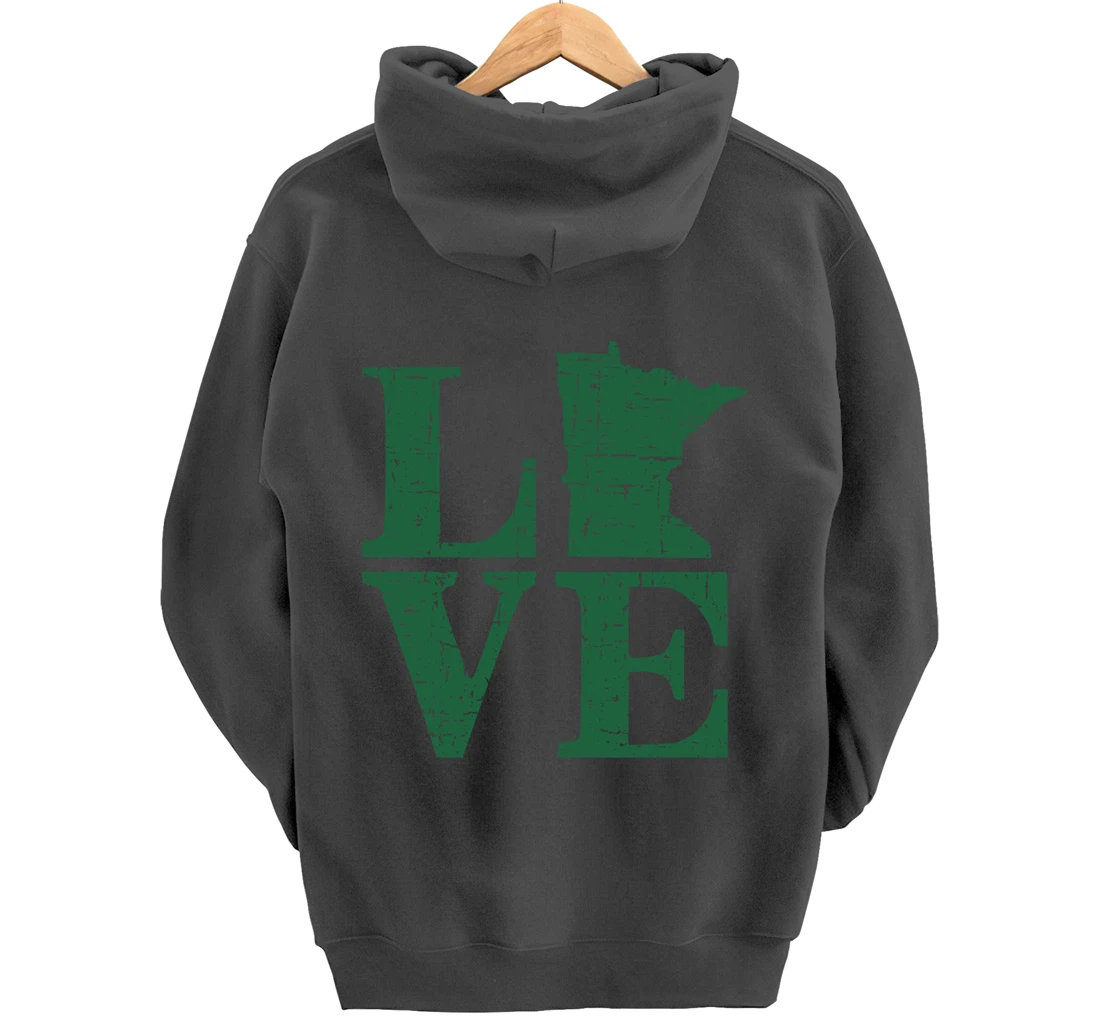 Love Minnesota Distressed Vintage MN Home Pride Pullover Hoodie