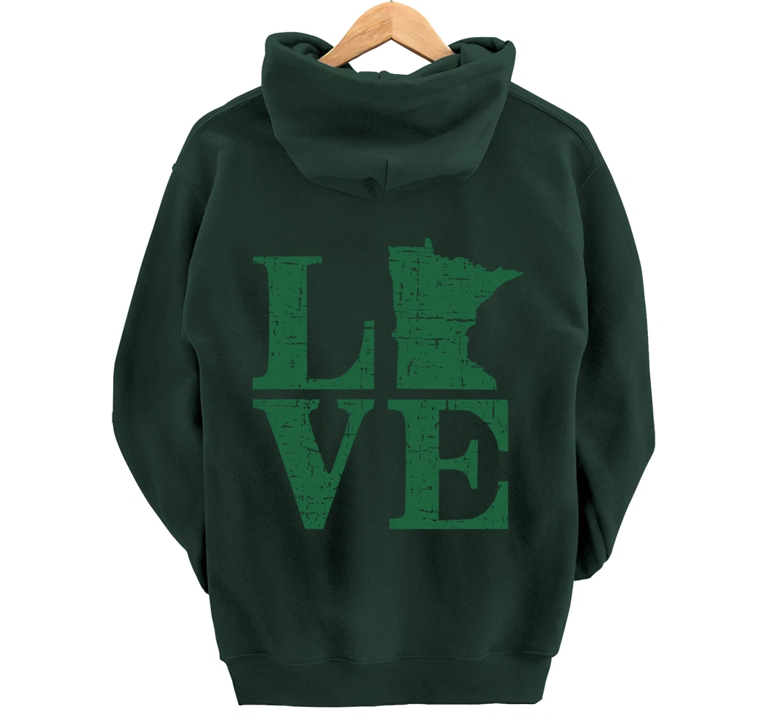 Love Minnesota Distressed Vintage MN Home Pride Pullover Hoodie