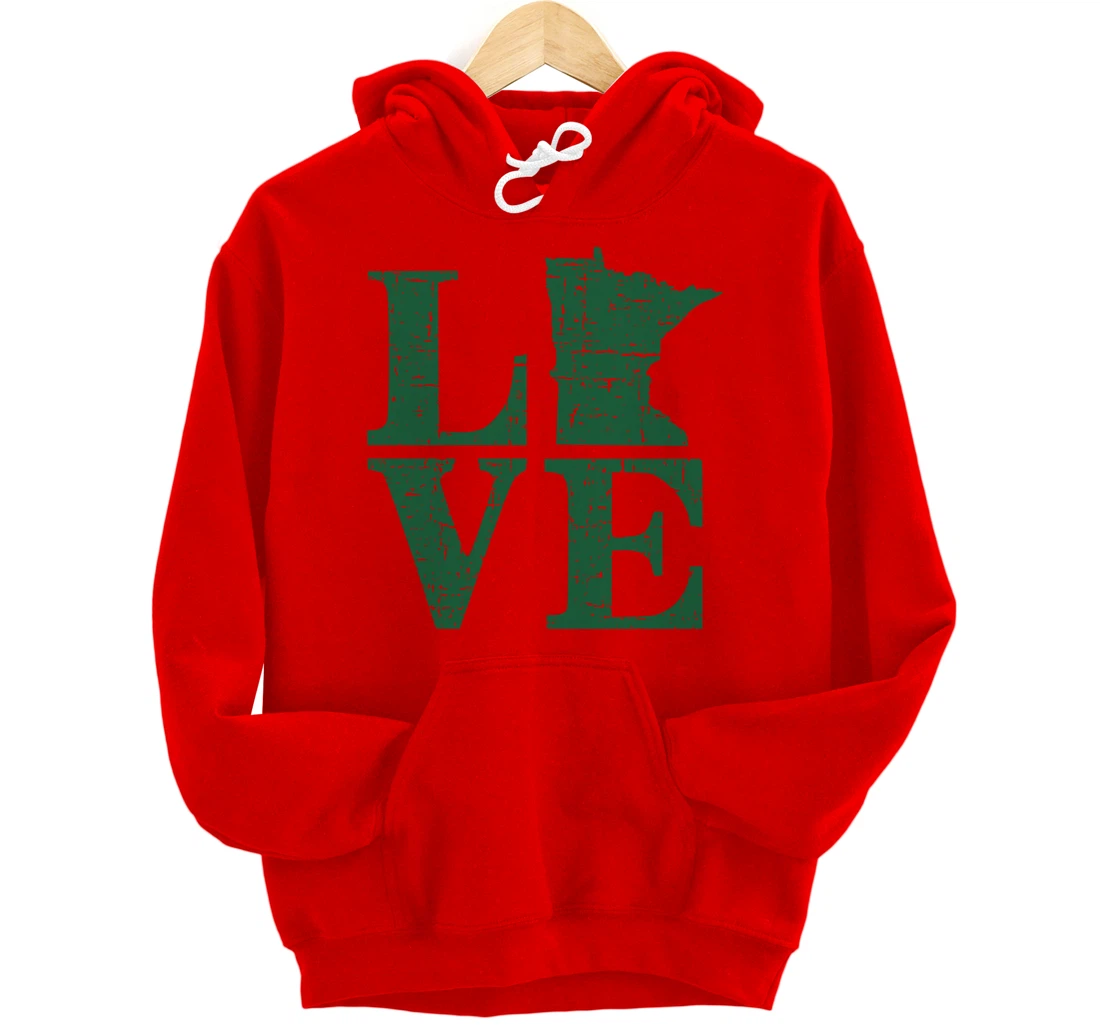 Love Minnesota Distressed Vintage MN Home Pride Pullover Hoodie