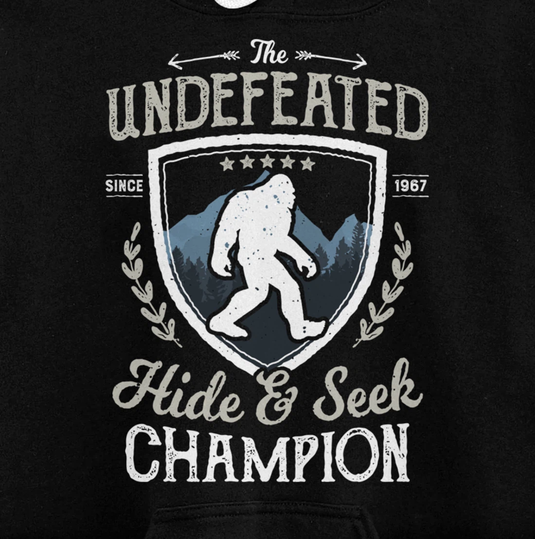 Bigfoot Hide And Seek Champion Funny Sasquatch Retro Vintage Pullover Hoodie