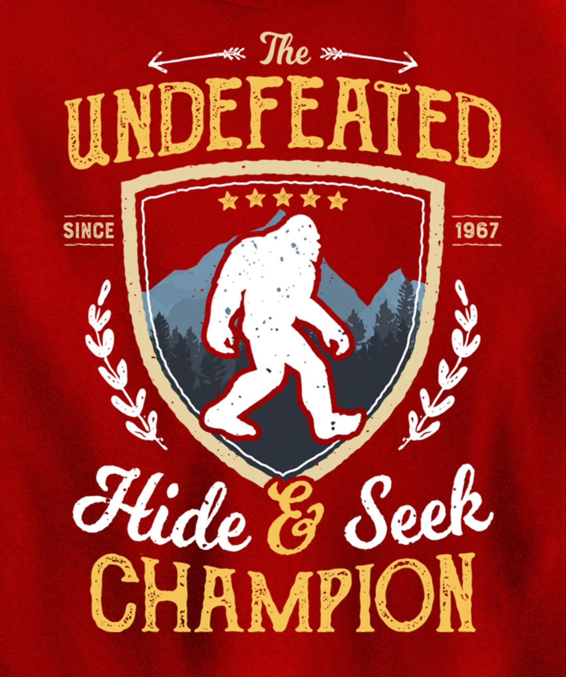 Bigfoot Hide And Seek Champion Funny Sasquatch Retro Vintage Pullover Hoodie