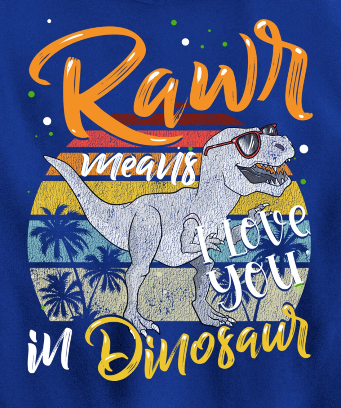 Rawr Means I Love You In Dinosaur Heart Retro Valentines Day Pullover Hoodie