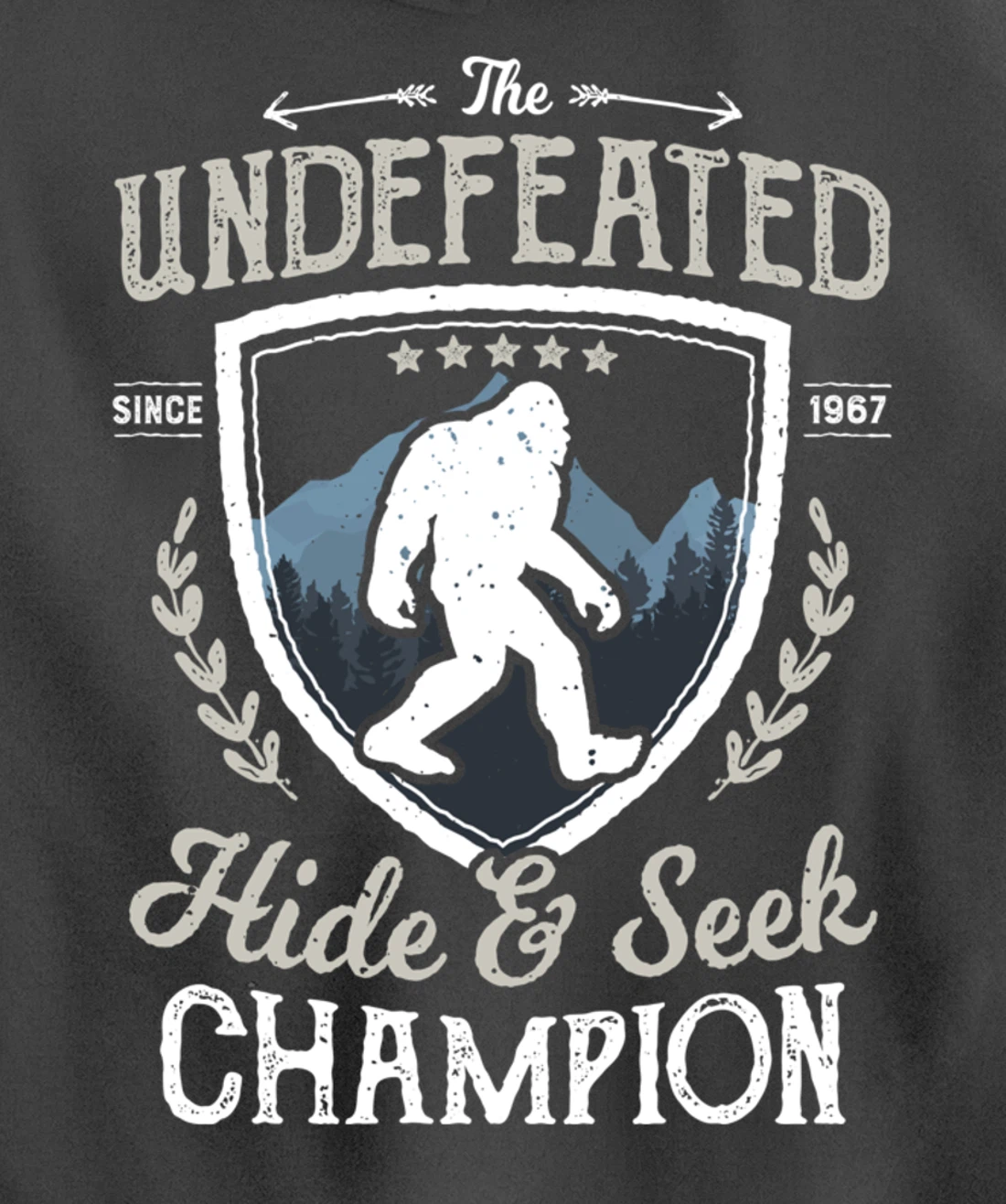 Bigfoot Hide And Seek Champion Funny Sasquatch Retro Vintage Pullover Hoodie