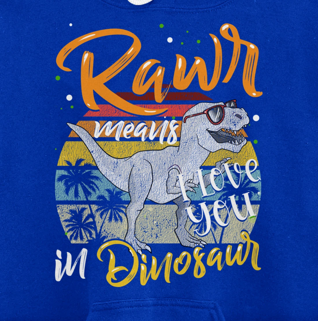 Rawr Means I Love You In Dinosaur Heart Retro Valentines Day Pullover Hoodie