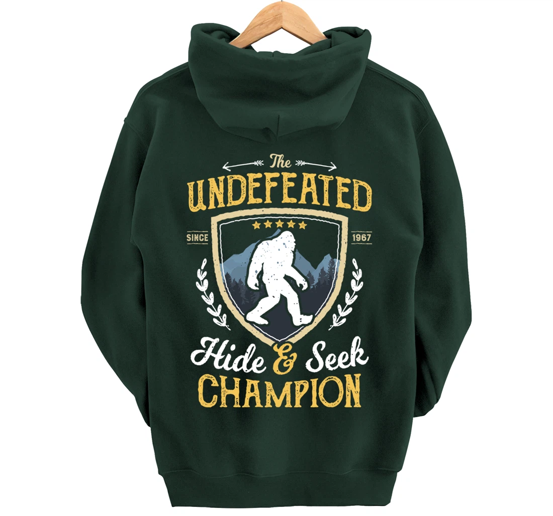Bigfoot Hide And Seek Champion Funny Sasquatch Retro Vintage Pullover Hoodie