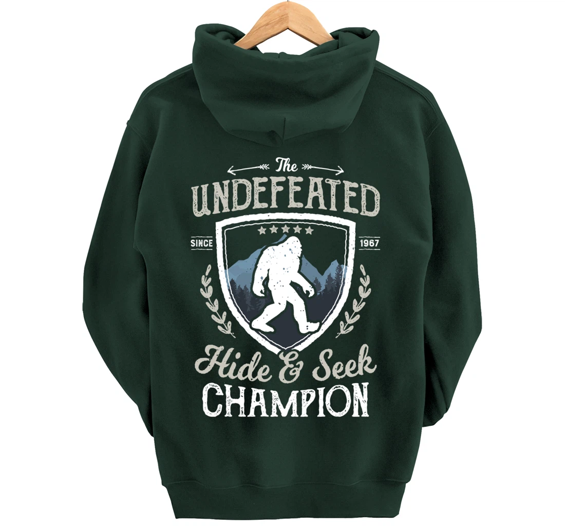 Bigfoot Hide And Seek Champion Funny Sasquatch Retro Vintage Pullover Hoodie
