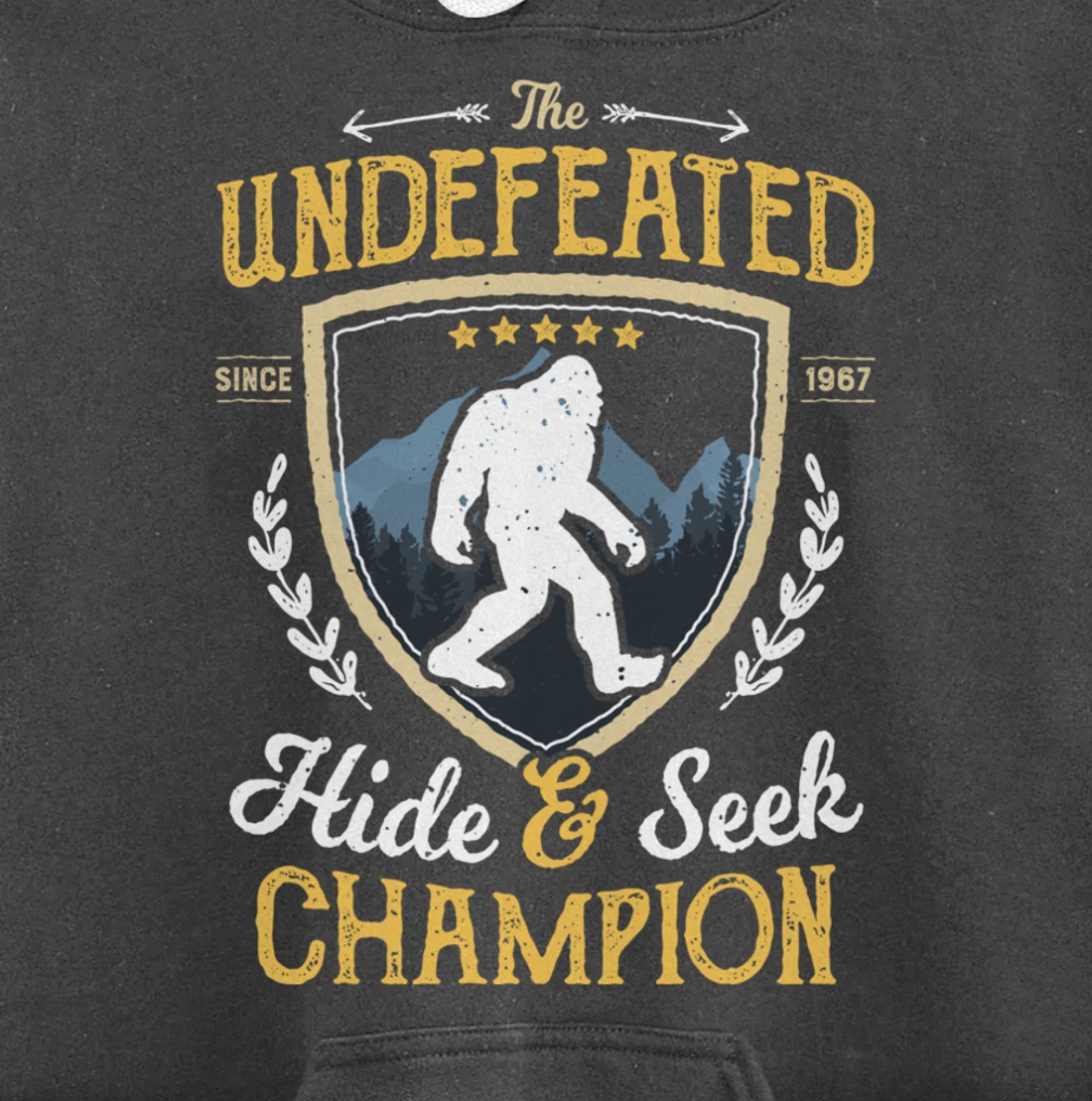 Bigfoot Hide And Seek Champion Funny Sasquatch Retro Vintage Pullover Hoodie