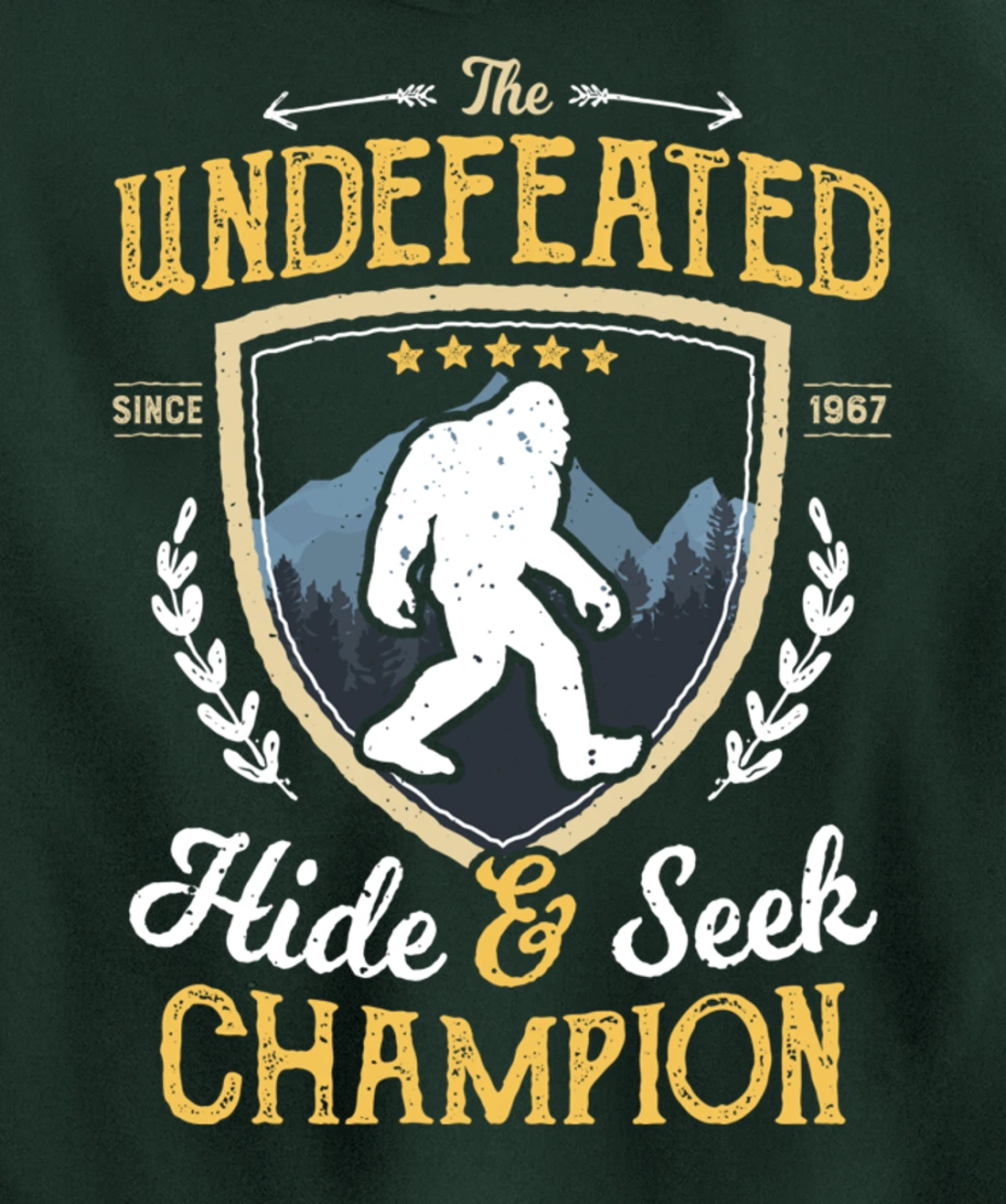 Bigfoot Hide And Seek Champion Funny Sasquatch Retro Vintage Pullover Hoodie