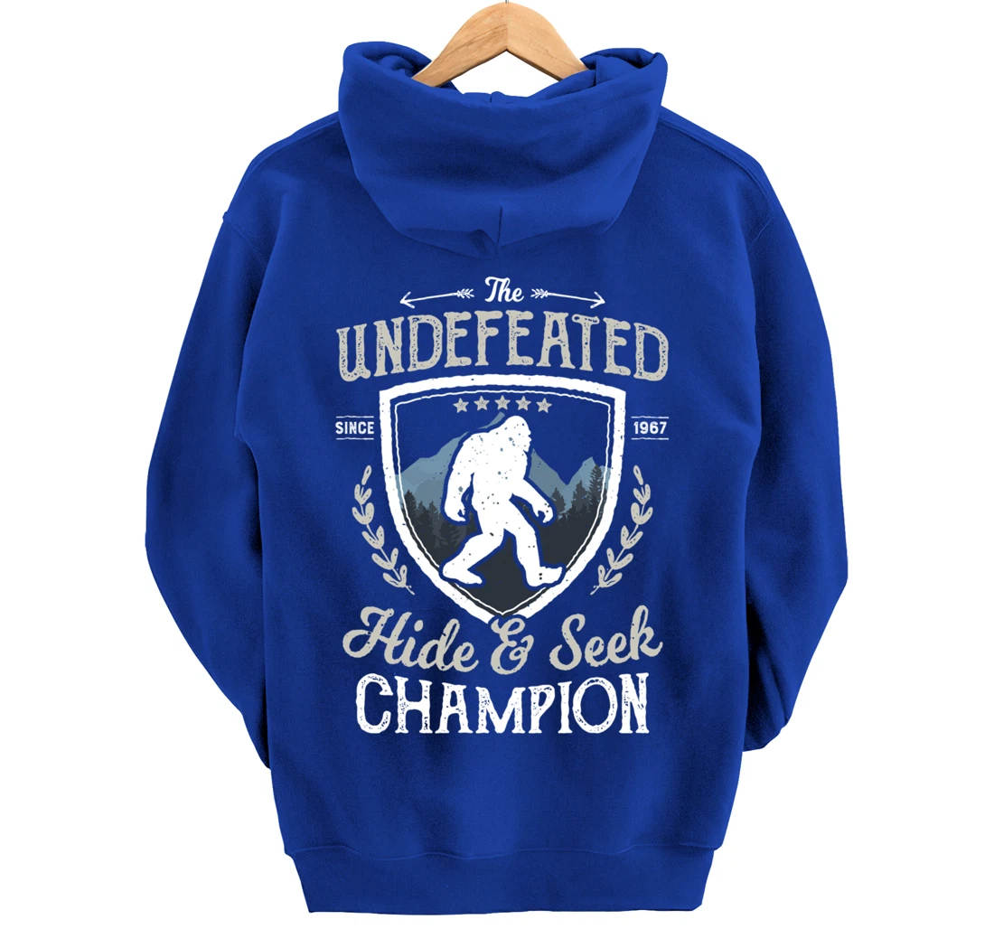 Bigfoot Hide And Seek Champion Funny Sasquatch Retro Vintage Pullover Hoodie