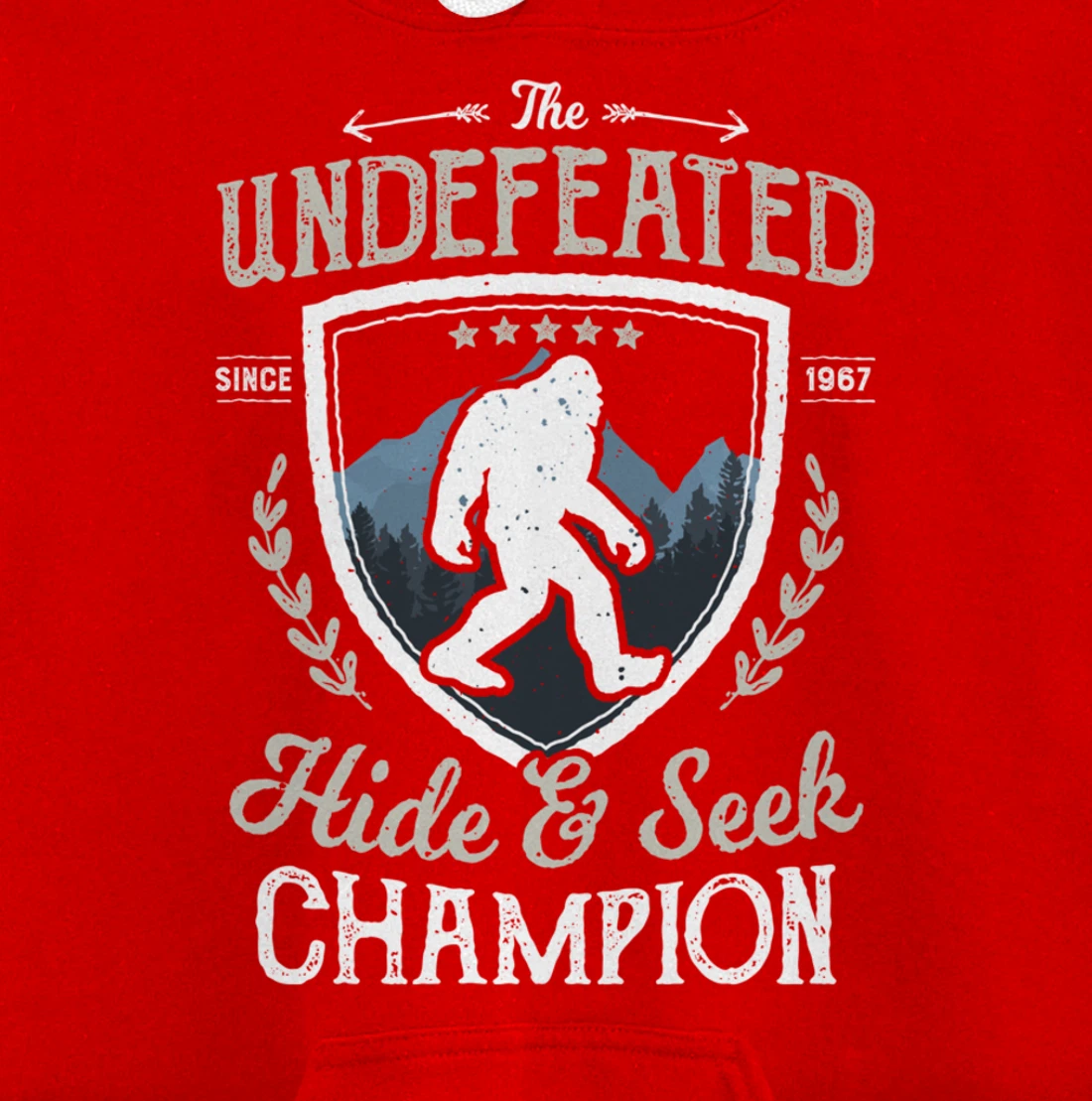 Bigfoot Hide And Seek Champion Funny Sasquatch Retro Vintage Pullover Hoodie