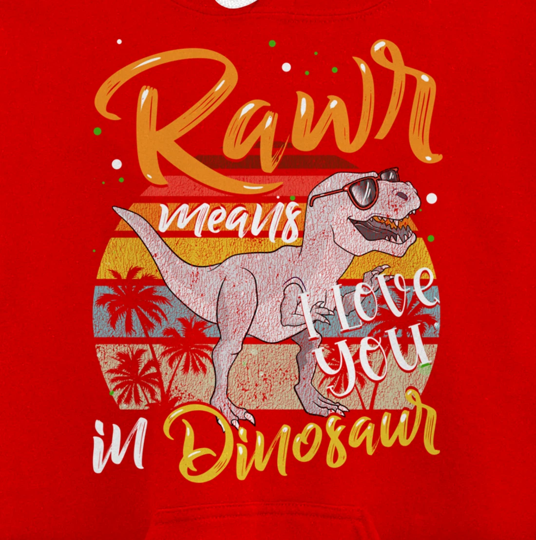Rawr Means I Love You In Dinosaur Heart Retro Valentines Day Pullover Hoodie