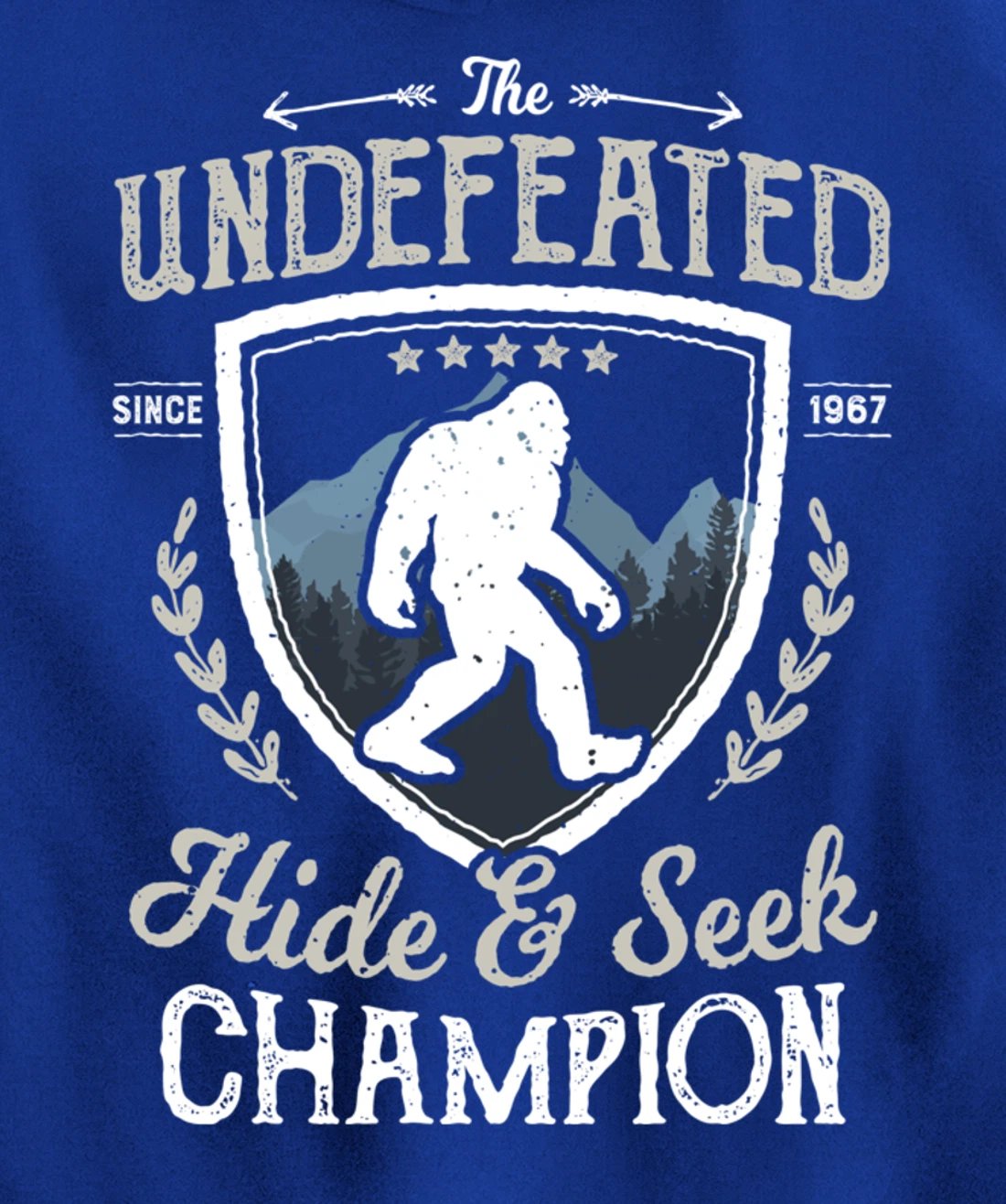 Bigfoot Hide And Seek Champion Funny Sasquatch Retro Vintage Pullover Hoodie