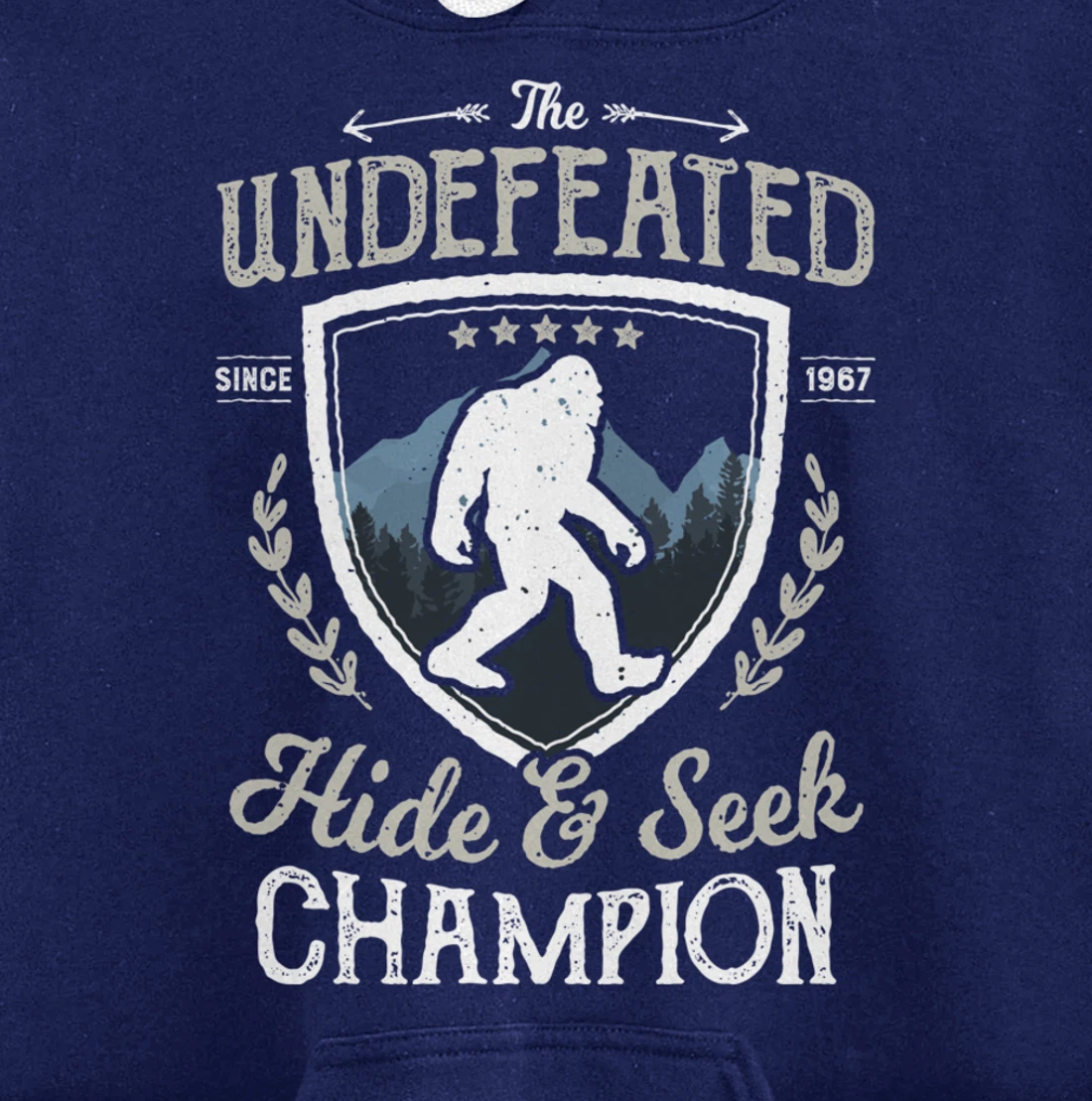 Bigfoot Hide And Seek Champion Funny Sasquatch Retro Vintage Pullover Hoodie
