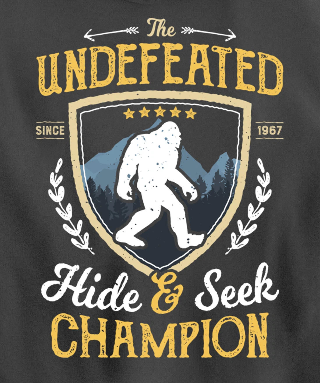 Bigfoot Hide And Seek Champion Funny Sasquatch Retro Vintage Pullover Hoodie
