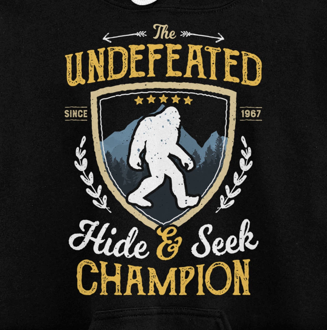 Bigfoot Hide And Seek Champion Funny Sasquatch Retro Vintage Pullover Hoodie