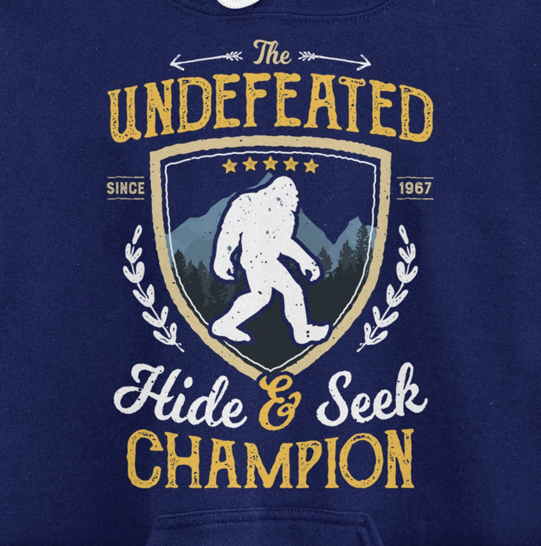 Bigfoot Hide And Seek Champion Funny Sasquatch Retro Vintage Pullover Hoodie