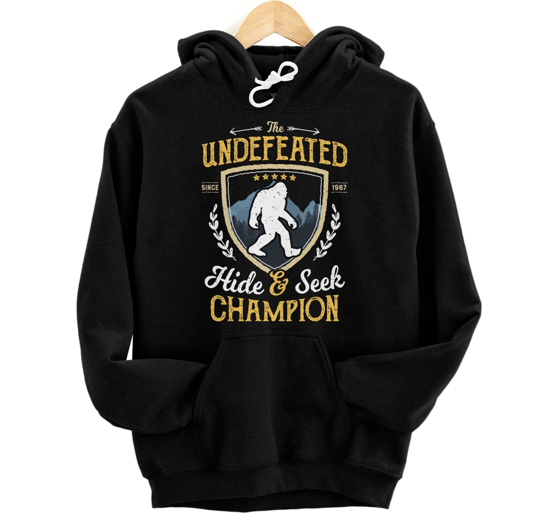 Bigfoot Hide And Seek Champion Funny Sasquatch Retro Vintage Pullover Hoodie