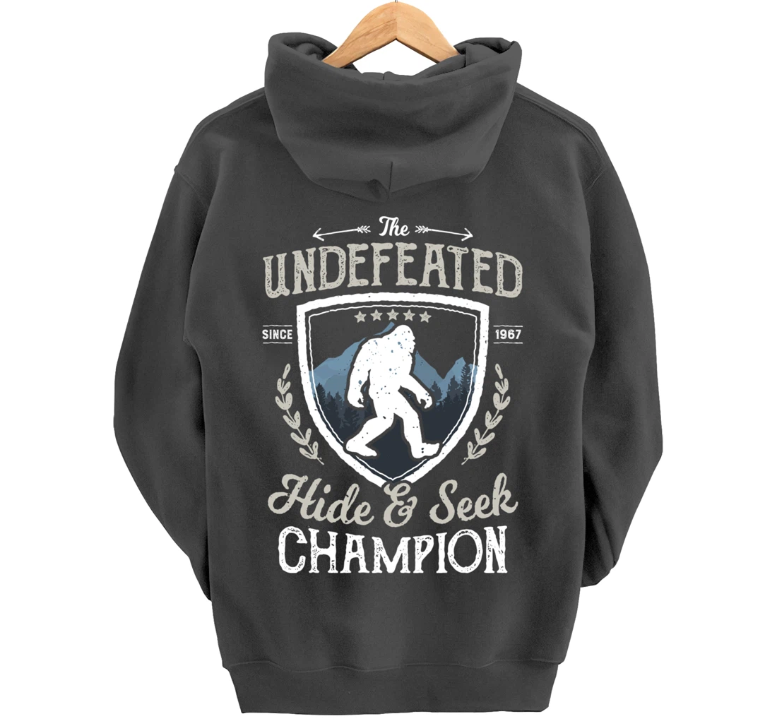 Bigfoot Hide And Seek Champion Funny Sasquatch Retro Vintage Pullover Hoodie