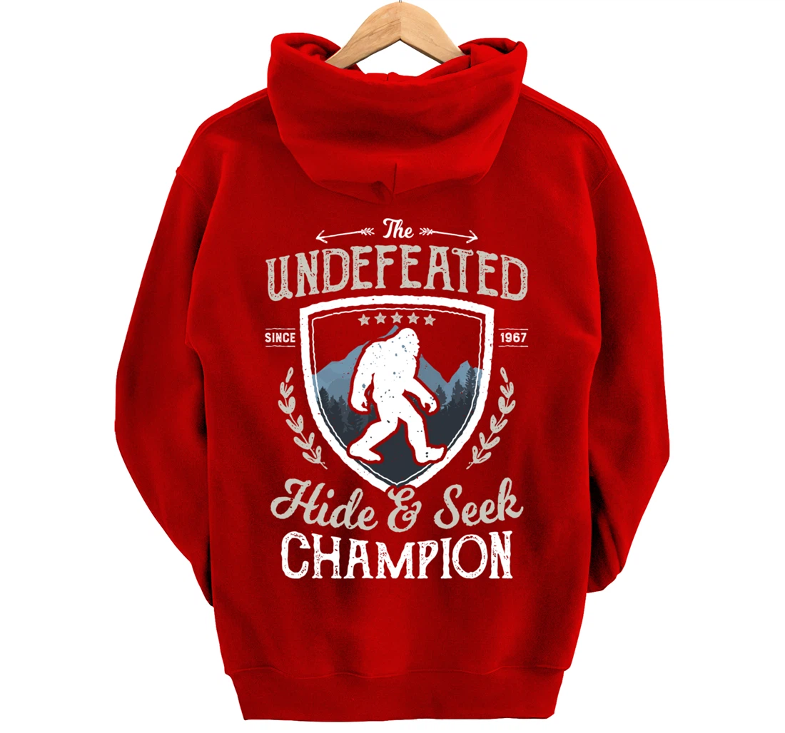 Bigfoot Hide And Seek Champion Funny Sasquatch Retro Vintage Pullover Hoodie