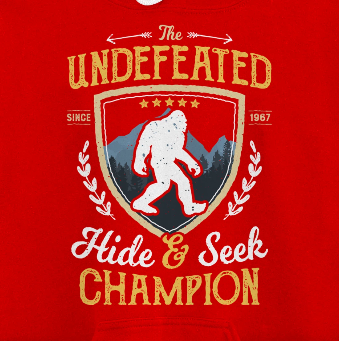 Bigfoot Hide And Seek Champion Funny Sasquatch Retro Vintage Pullover Hoodie