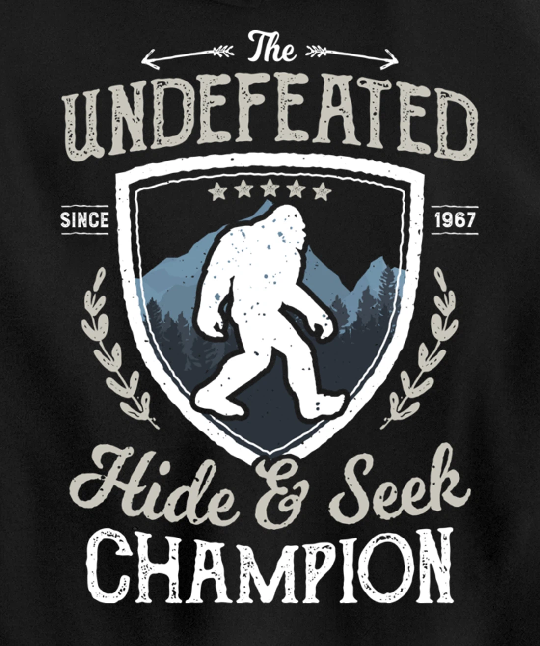 Bigfoot Hide And Seek Champion Funny Sasquatch Retro Vintage Pullover Hoodie